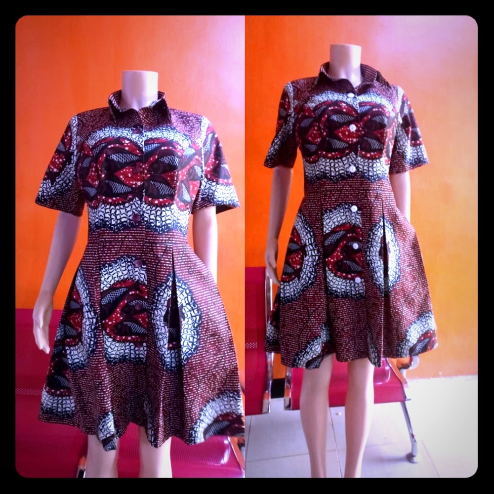 African Ankara knee length collared dress